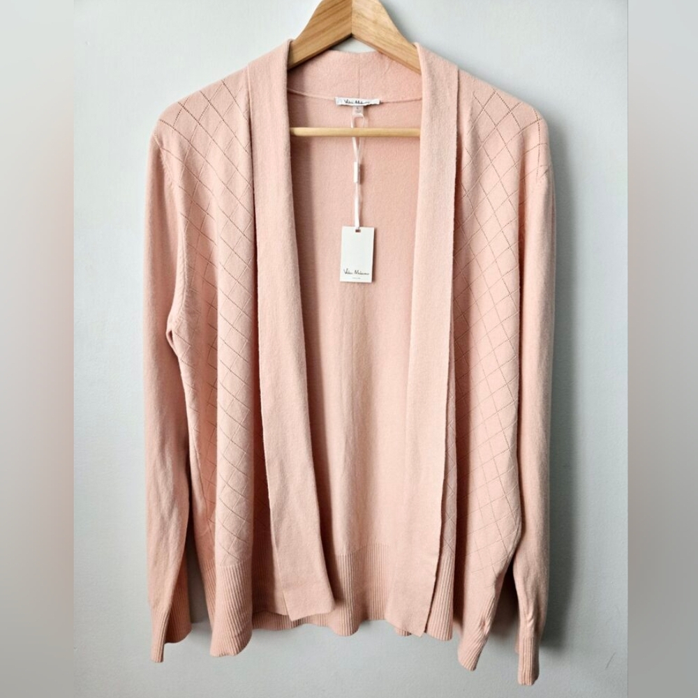 New VILA MILANO Soft Pink Open-Front Viscose Blend Sweater